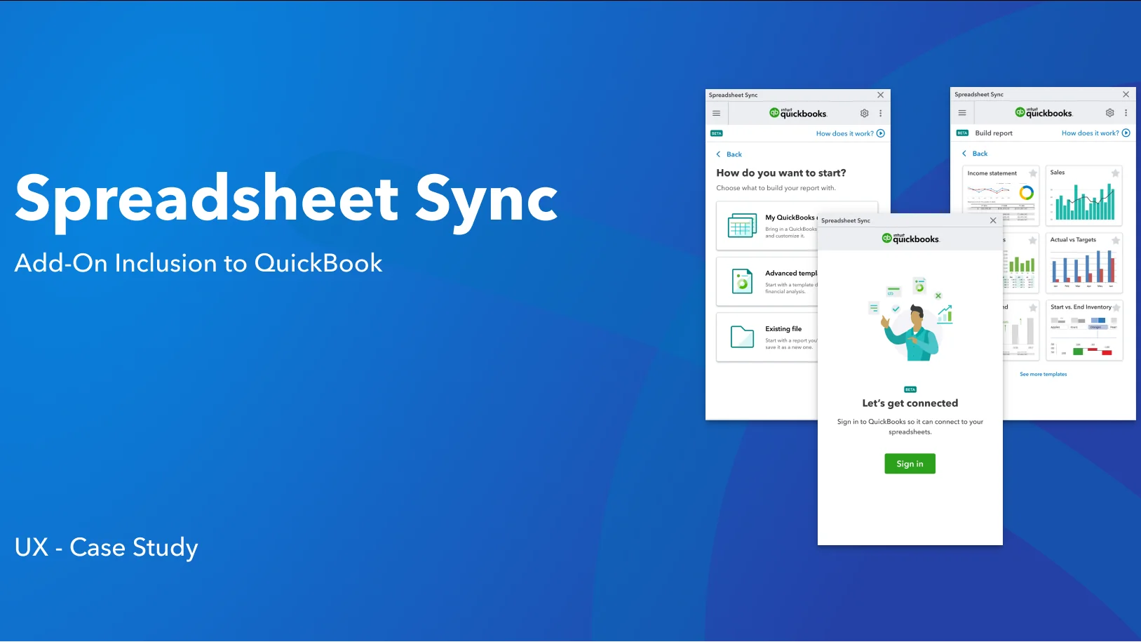 Spreadsheet Sync title with QuickBooks add-in panels